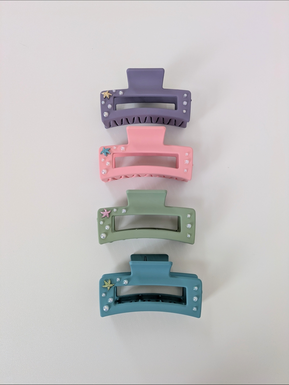 Hair Claw Clips Set Of 4 - Purple, Pink, Green, Blue